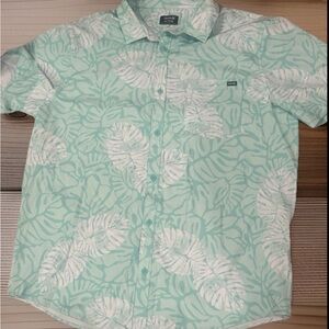 Hurley Floral Monstera Leaf Print Short Sleeve Button Up Mens Sz XL Performance